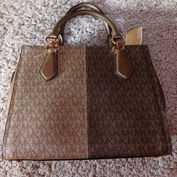 NWT Michael Kors The Marilyn Satchel Metallic Gold Satchel - Picture 4 of 8